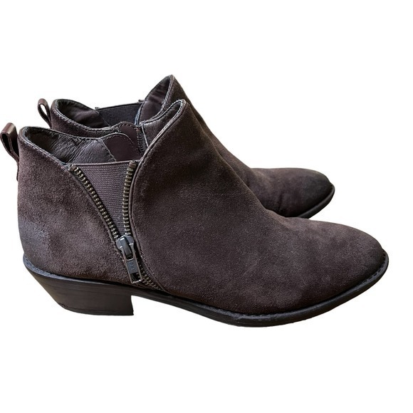 Sofft Vinton Chocolte Brown Suede Booties Boots Size Zip Western Heel Size 8.5 - Picture 5 of 9